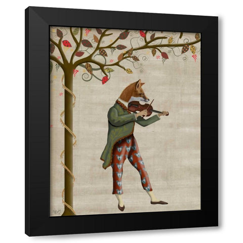 Fox Minstrel Black Modern Wood Framed Art Print with Double Matting by Fab Funky