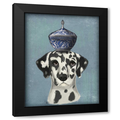 Dalmatian with Blue Vase Black Modern Wood Framed Art Print with Double Matting by Fab Funky