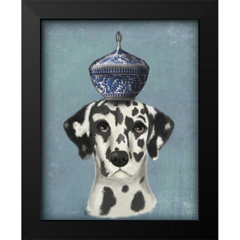Dalmatian with Blue Vase Black Modern Wood Framed Art Print by Fab Funky