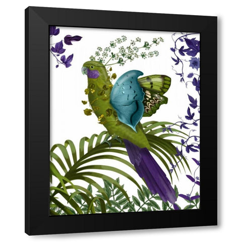Fantasy Parrot 1 Black Modern Wood Framed Art Print by Fab Funky