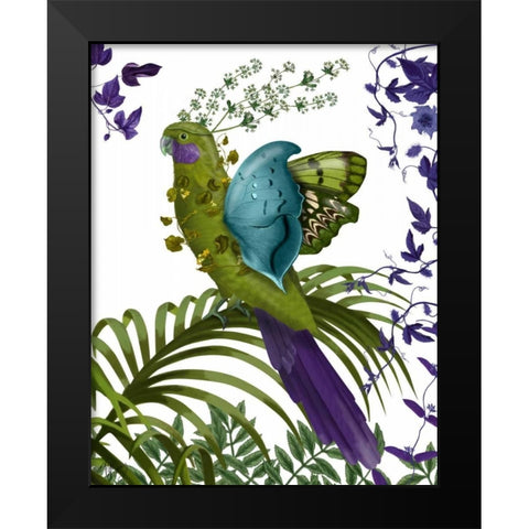 Fantasy Parrot 1 Black Modern Wood Framed Art Print by Fab Funky
