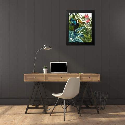 Toucan in Tropical Forest Black Modern Wood Framed Art Print by Fab Funky