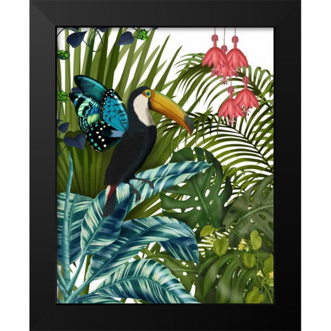 Toucan in Tropical Forest Black Modern Wood Framed Art Print by Fab Funky