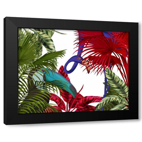 Toucan And Flamingo Black Modern Wood Framed Art Print by Fab Funky
