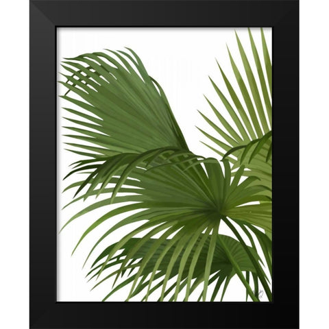 Fan Palm 2, Green on White Black Modern Wood Framed Art Print by Fab Funky
