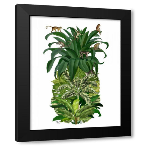 Pineapple, Monkeys Black Modern Wood Framed Art Print by Fab Funky
