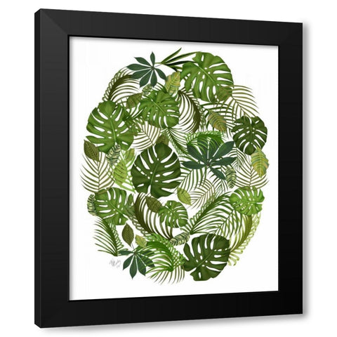 Tropical Oval, Green Black Modern Wood Framed Art Print with Double Matting by Fab Funky
