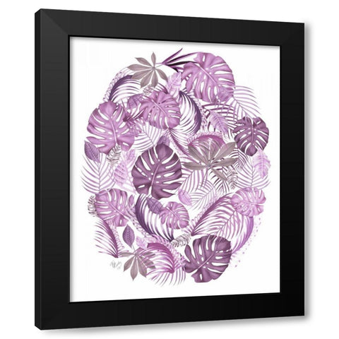 Tropical Oval, Pink Black Modern Wood Framed Art Print with Double Matting by Fab Funky