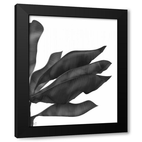 Banana Leaves 1, Black on White Black Modern Wood Framed Art Print by Fab Funky