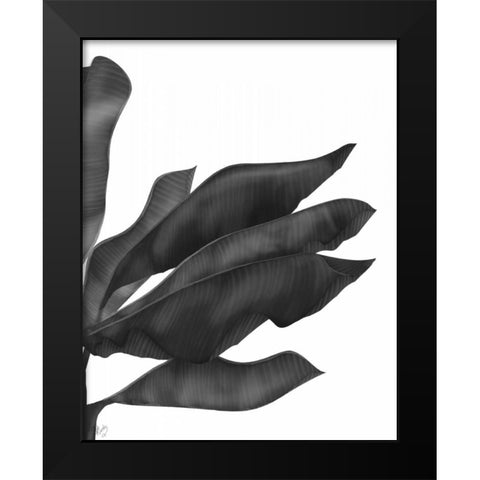 Banana Leaves 1, Black on White Black Modern Wood Framed Art Print by Fab Funky