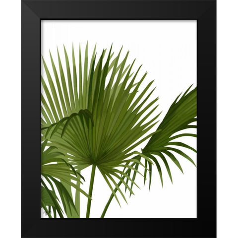 Fan Palm 1, Green on White Black Modern Wood Framed Art Print by Fab Funky