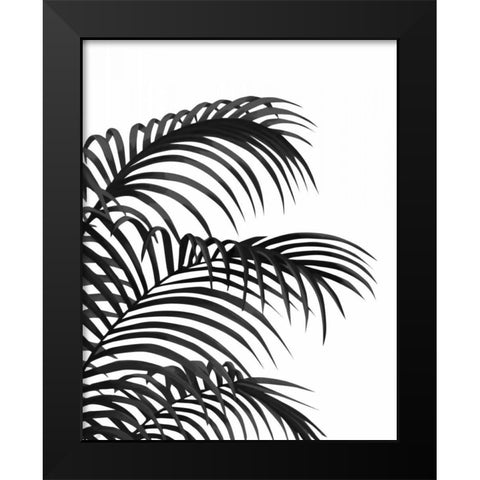 Palm Leaf 1, Black On White Black Modern Wood Framed Art Print by Fab Funky