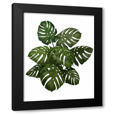 Monstera Plant, Green on White Black Modern Wood Framed Art Print by Fab Funky