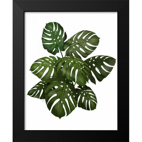 Monstera Plant, Green on White Black Modern Wood Framed Art Print by Fab Funky