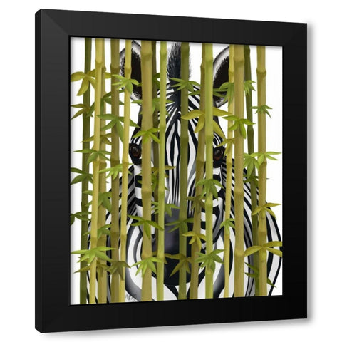 Bamboo Zebra Black Modern Wood Framed Art Print by Fab Funky
