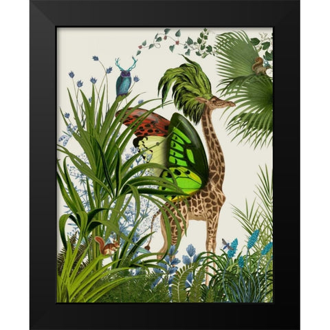Tropical Giraffe 1 Black Modern Wood Framed Art Print by Fab Funky