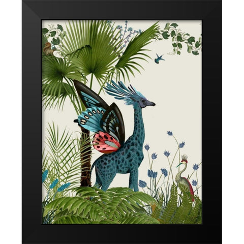 Tropical Giraffe 2 Black Modern Wood Framed Art Print by Fab Funky