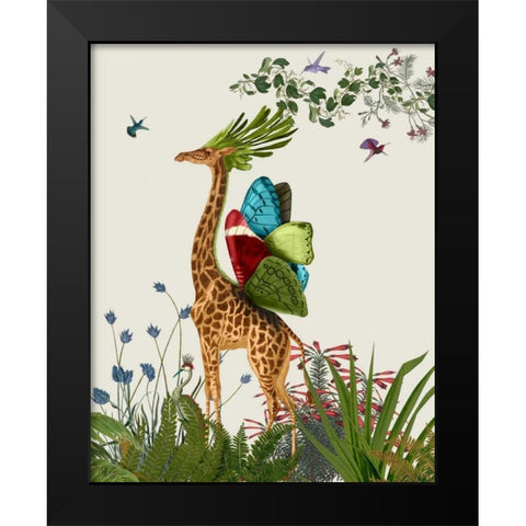 Tropical Giraffe 3 Black Modern Wood Framed Art Print by Fab Funky