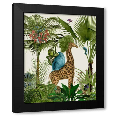 Tropical Giraffe 5 Black Modern Wood Framed Art Print by Fab Funky