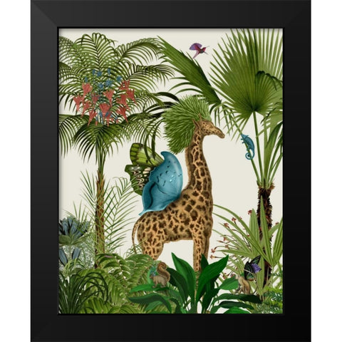 Tropical Giraffe 5 Black Modern Wood Framed Art Print by Fab Funky