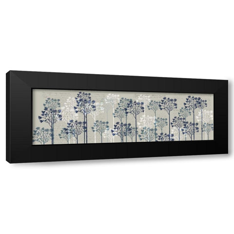 Floral Trees, Midnight Black Modern Wood Framed Art Print by Fab Funky