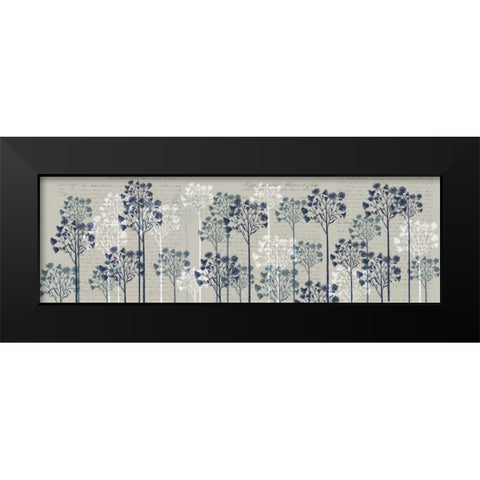 Floral Trees, Midnight Black Modern Wood Framed Art Print by Fab Funky