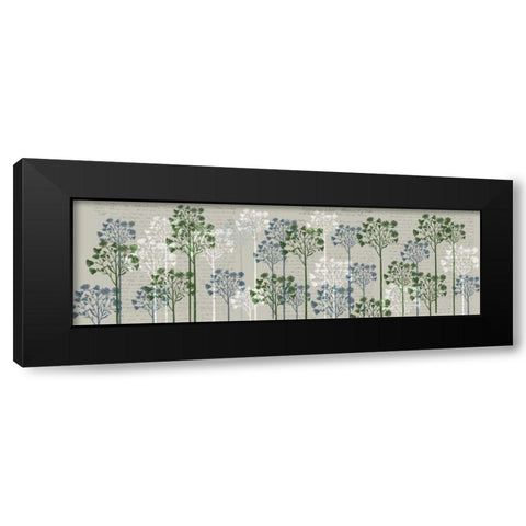 Floral Trees, French Blue and Moss Black Modern Wood Framed Art Print with Double Matting by Fab Funky
