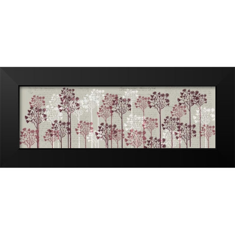 Floral Trees, Wine Black Modern Wood Framed Art Print by Fab Funky