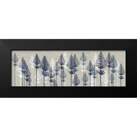 Leafy Pines, Midnight Black Modern Wood Framed Art Print by Fab Funky