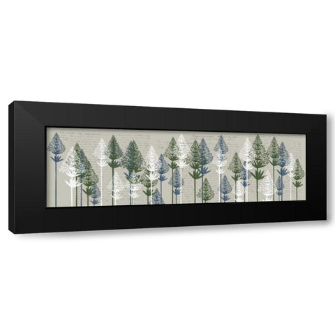 Leafy Pines, French Blue and Moss Black Modern Wood Framed Art Print by Fab Funky