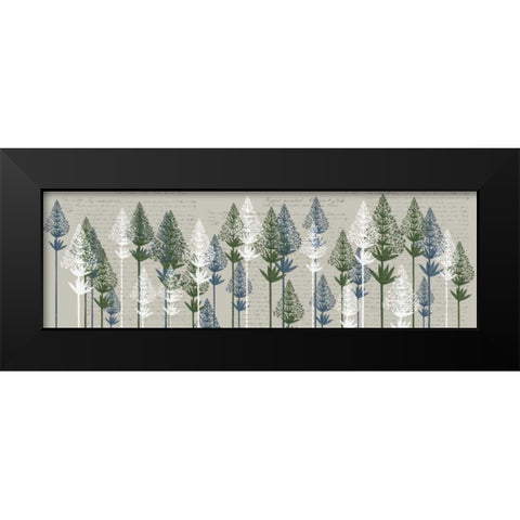Leafy Pines, French Blue and Moss Black Modern Wood Framed Art Print by Fab Funky