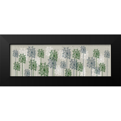 Bubble Trees, French Blue and Moss Black Modern Wood Framed Art Print by Fab Funky