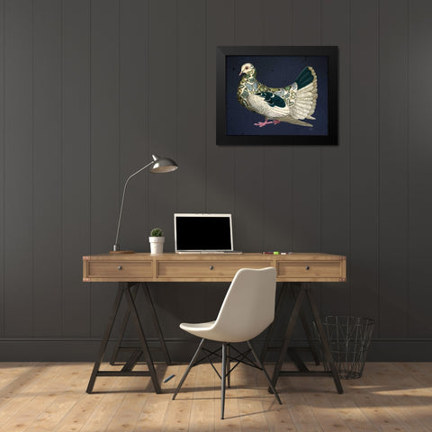Butterfly Dove Black Modern Wood Framed Art Print by Fab Funky