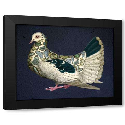Butterfly Dove Black Modern Wood Framed Art Print with Double Matting by Fab Funky