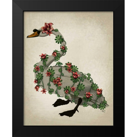 Bound Swan on cream Black Modern Wood Framed Art Print by Fab Funky
