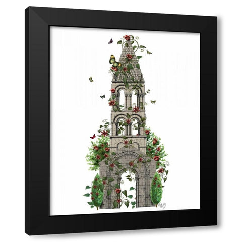 Butterfly Tower Black Modern Wood Framed Art Print by Fab Funky