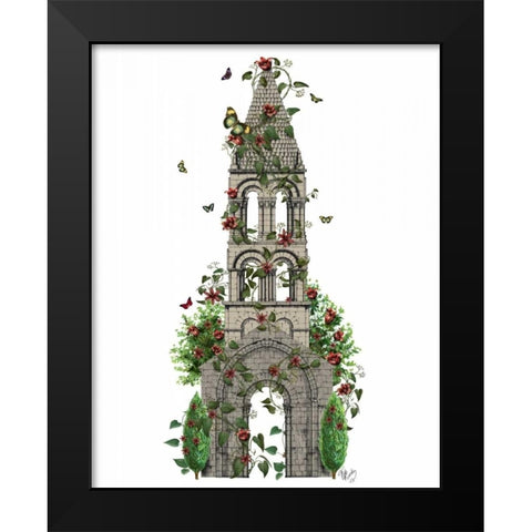 Butterfly Tower Black Modern Wood Framed Art Print by Fab Funky