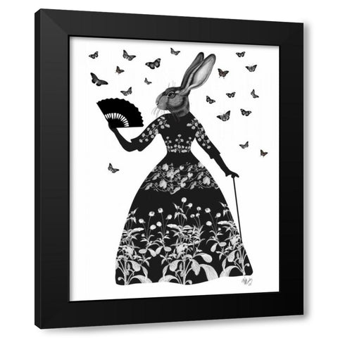 Black Rabbit Black Modern Wood Framed Art Print by Fab Funky