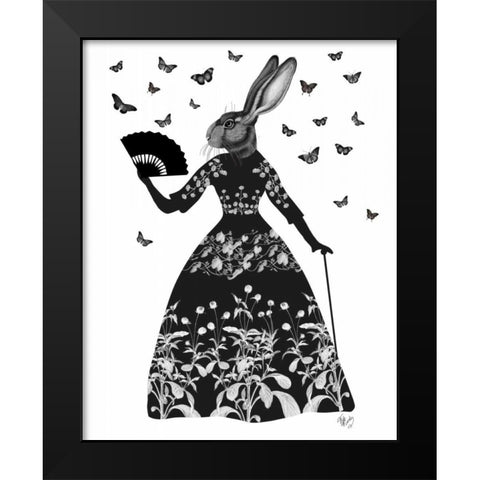 Black Rabbit Black Modern Wood Framed Art Print by Fab Funky