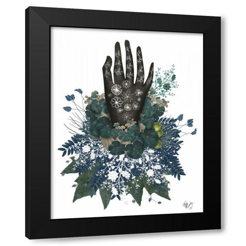 Black Hand Black Modern Wood Framed Art Print by Fab Funky