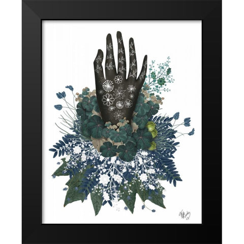 Black Hand Black Modern Wood Framed Art Print by Fab Funky