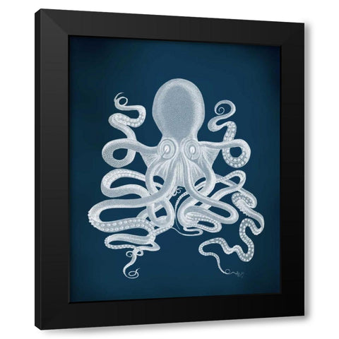 Octopus 9, White Black Modern Wood Framed Art Print by Fab Funky