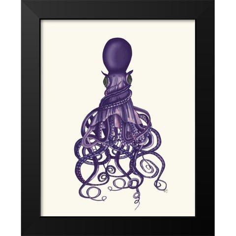 Octopus, Twisted Purple Black Modern Wood Framed Art Print by Fab Funky