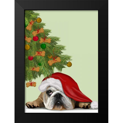 English Bulldog, Cookie Tree Black Modern Wood Framed Art Print by Fab Funky