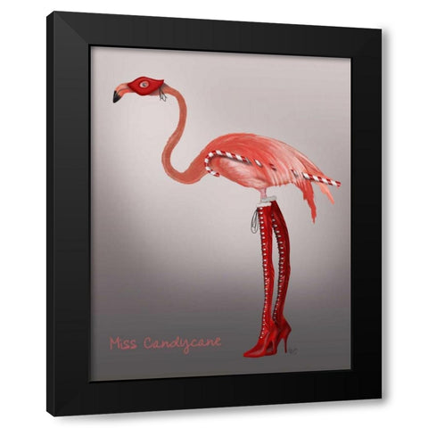 Miss Candycane Black Modern Wood Framed Art Print with Double Matting by Fab Funky