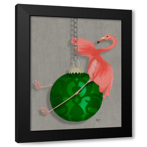 Flamingo Wrecking Ball Black Modern Wood Framed Art Print with Double Matting by Fab Funky