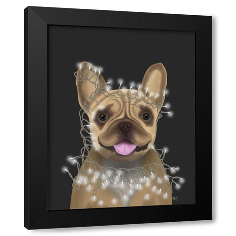 French Bulldog, Christmas Lights 2 Black Modern Wood Framed Art Print with Double Matting by Fab Funky