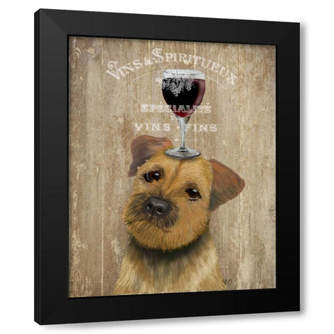 Dog Au Vin, Border Terrier Black Modern Wood Framed Art Print with Double Matting by Fab Funky