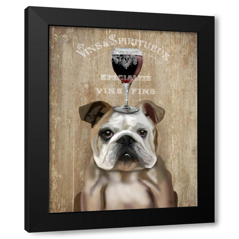 Dog Au Vin, English Bulldog Black Modern Wood Framed Art Print with Double Matting by Fab Funky