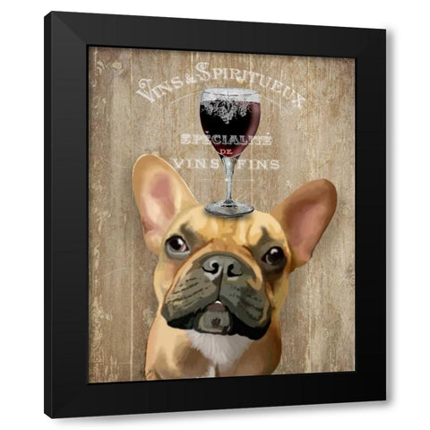 Dog Au Vin, French Bulldog Black Modern Wood Framed Art Print by Fab Funky